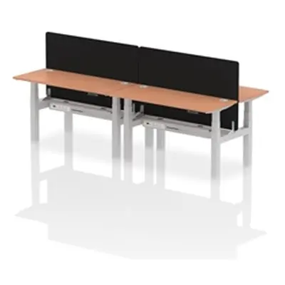 Air B2B 1400x600mm Adjustable 4P Bench Desk CP Beech/Silver + Screen