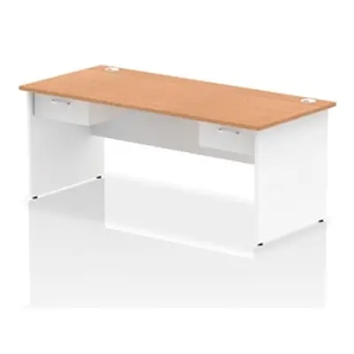 Impulse 1800x800 Desk Oak/White Panel End 2x1 Drawer Fixed Ped