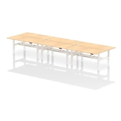 Air B2B 1800x800mm Height Adjustable 6P Bench Desk CP Maple/White