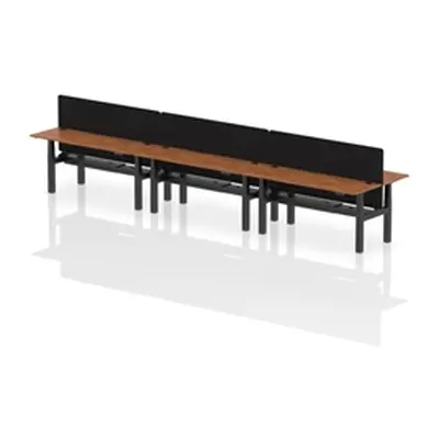 Air B2B 1800x600mm Adjustable 6P Bench Desk CP Walnut/Black + Screen