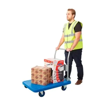 Proplaz Blue Large Platform Trolley; Fixed/Swivel Castors; Blue/Grey