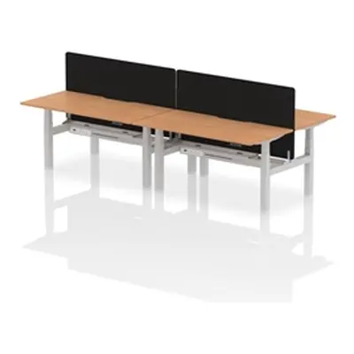 Air B2B 1600x800 Adjustable 4P Bench Desk Scalloped Oak/Silver +Screen