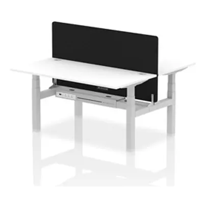 Air B2B 1600x800 Adjustable 2P Bench Desk CP White/Silver + Screen