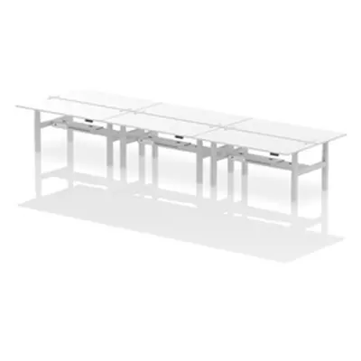 Air B2B 1800x800mm Height Adjustable 6P Bench Desk CP White/Silver