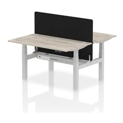 Air B2B 1400x800mm Adjustable 2P Bench Desk CP Grey Oak/Silver +Screen