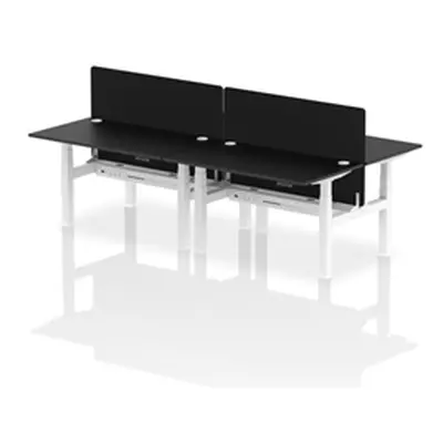 Air B2B 1400x800mm Adjustable 4P Bench Desk CP Black/White + Screen