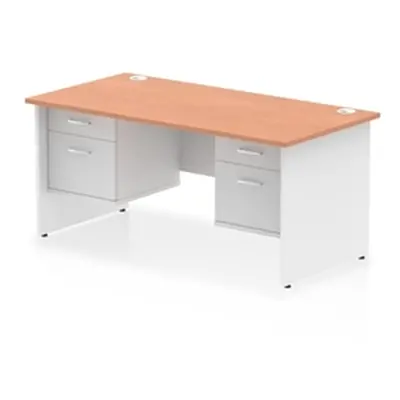 Impulse 1600x800 Desk Beech/White Panel End with 2x2 Drawer Fixed Ped