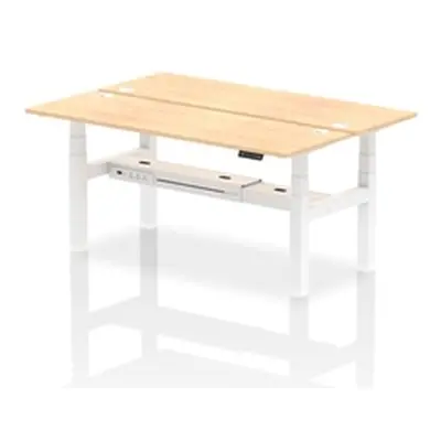 Air B2B 1800x600mm Height Adjustable 2P Bench Desk CP Maple/White