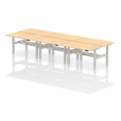 Air B2B 1400x800mm Height Adjustable 6P Bench Desk CP Maple/Silver