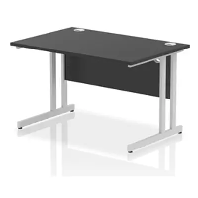 Impulse 1200x800mm Straight Desk Black Top Silver Cantilever Leg