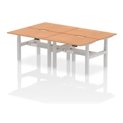 Air B2B 1200x800 Adjustable 4P Bench Desk Scalloped Oak/Silver