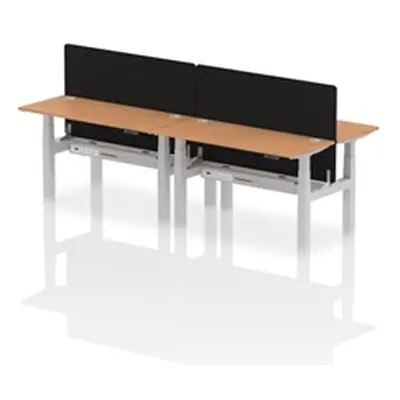 Air B2B 1400x600mm Adjustable 4P Bench Desk CP Oak/Silver + Screen