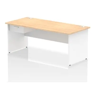 Impulse 1800x800 Desk Maple/White Panel End 1x1 Drawer Fixed Ped