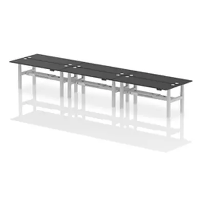 Air B2B 1800x600mm Height Adjustable 6P Bench Desk CP Black/Silver