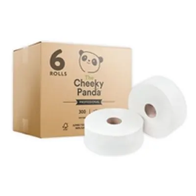 Cheeky Panda Pro 2-Ply Bamboo Maxi Jumbo Toilet Roll 300m (Pack 6)