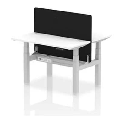 Air B2B 1200x600mm Adjustable 2P Bench Desk CP White/Silver + Screen