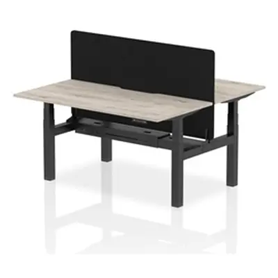 Air B2B 1600x800 Adjustable 2P Bench Desk Scallop Gry Oak/Black/Screen