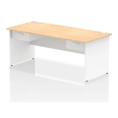 Impulse 1800x800 Desk Maple/White Panel End 2x1 Drawer Fixed Ped