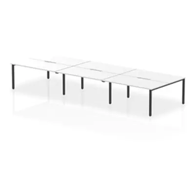 Evolve Plus 1600mm B2B 6 Person Bench Desk White Top Black Frame