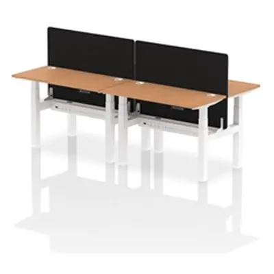 Air B2B 1200x600mm Adjustable 4P Bench Desk CP Oak/White + Screen