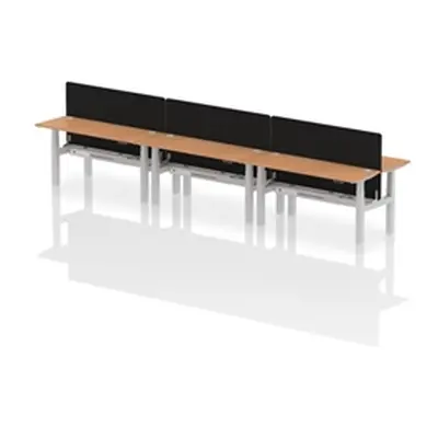 Air B2B 1600x600mm Adjustable 6P Bench Desk CP Oak/Silver + Screen