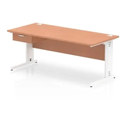 Impulse 1800x800 Desk Beech/White Cable Managed Leg 1 Dr Fixed Ped