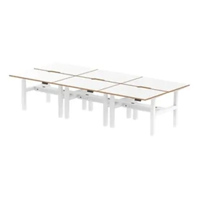 Air B2B Oslo 1200x800 Adjustable 6P Bench Desk Wood Edge White/White