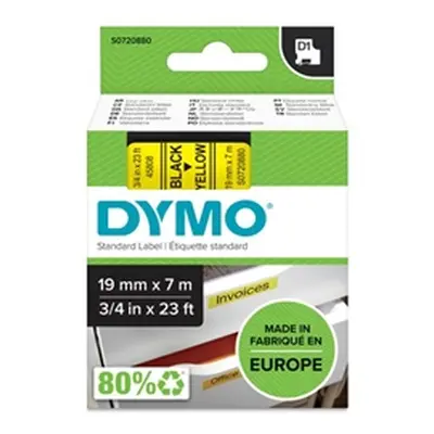 Dymo 45808 D1 Labelmaker Tape 19mm x 7m Black on Yellow S0720880