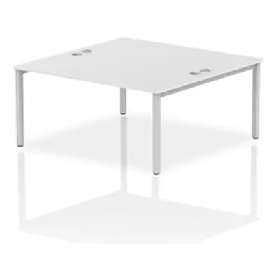 Impulse Bench B2B 2 Person 1600 Silver Frame Office Bench Desk White