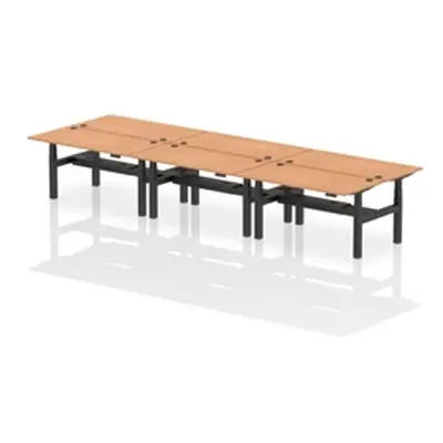 Air B2B 1600x800mm Height Adjustable 6P Bench Desk CP Oak/Black