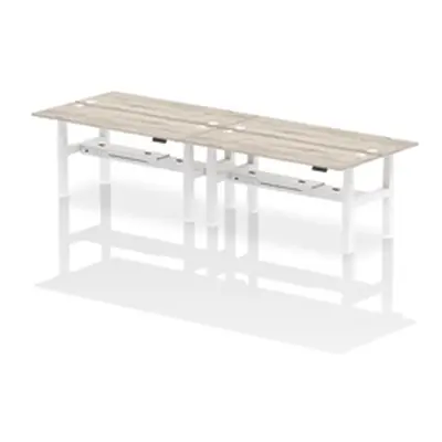 Air B2B 1800x600mm Height Adjustable 4P Bench Desk CP Grey Oak/White