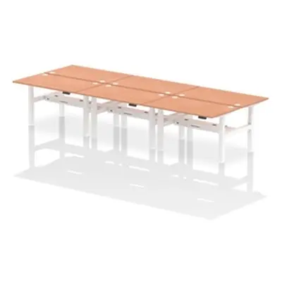 Air B2B 1400x800mm Height Adjustable 6P Bench Desk CP Beech/White