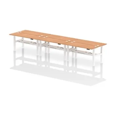 Air B2B 1600x600mm Height Adjustable 6P Bench Desk CP Oak/White