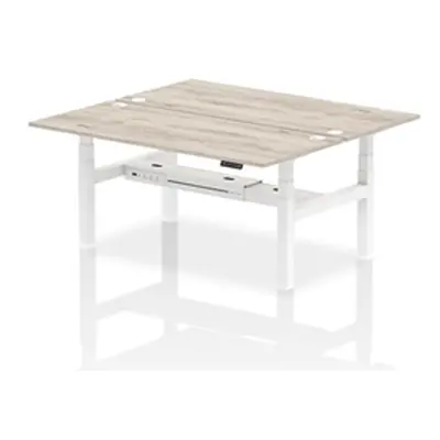 Air B2B 1800x800mm Height Adjustable 2P Bench Desk CP Grey Oak/White