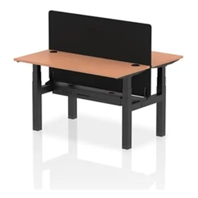 Air B2B 1400x600 Adjustable 2P Bench Desk CP Beech/Black + Screen