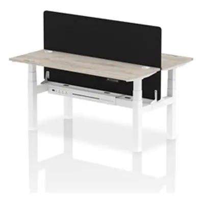 Air B2B 1600x600mm Adjustable 2P Bench Desk CP Grey Oak/White + Screen