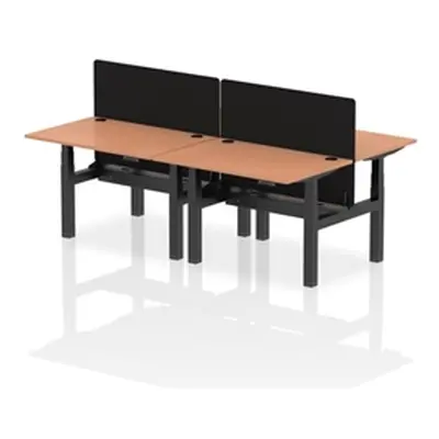 Air B2B 1200x800mm Adjustable 4P Bench Desk CP Beech/Black + Screen