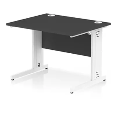 Impulse 1000x800mm Straight Desk Black Top White Cable Managed Leg