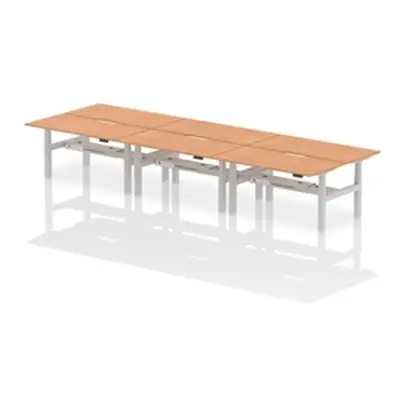 Air B2B 1600x800 Adjustable 6P Bench Desk Scalloped Oak/Silver