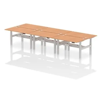 Air B2B 1400x800mm Height Adjustable 6P Bench Desk CP Oak/Silver