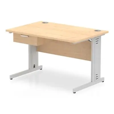 Impulse 1200x800 Desk Maple/Silver Cable Managed Leg 1 Dr Fixed Ped