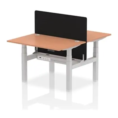 Air B2B 1200x800mm Adjustable 2P Bench Desk CP Beech/Silver + Screen