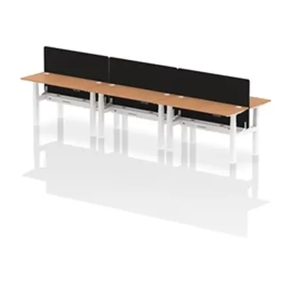 Air B2B 1400x600mm Adjustable 6P Bench Desk CP Oak/White + Screen