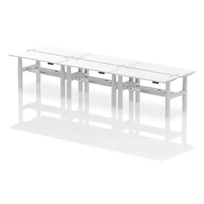 Air B2B 1400x600mm Height Adjustable 6P Bench Desk CP White/Silver