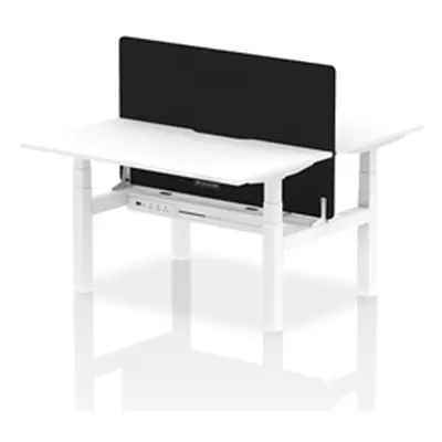 Air B2B 1400x800 Adjustable 2P Bench Desk Scallop White/White + Screen