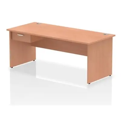 Impulse 1800x800 Desk Beech Top Panel End 1x1 Drawer Fixed Ped