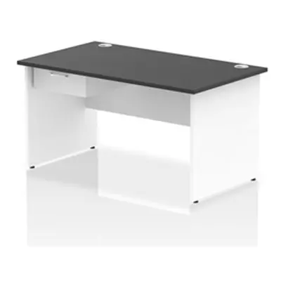 Impulse 1400x800 Desk Black/White Panel End 1x1 Drawer Fixed Ped