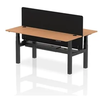 Air B2B 1800x600mm Adjustable 2P Bench Desk CP Oak/Black + Screen