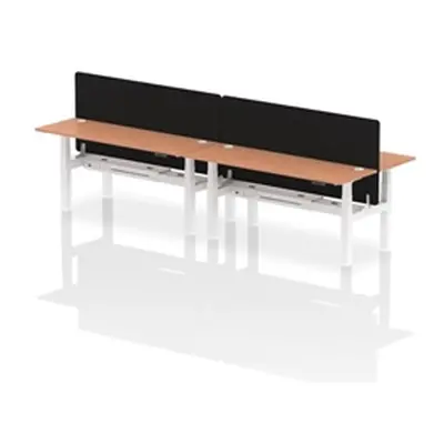 Air B2B 1800x600mm Adjustable 4P Bench Desk CP Beech/White + Screen