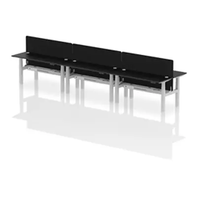 Air B2B 1600x600mm Adjustable 6P Bench Desk CP Black/Silver + Screen